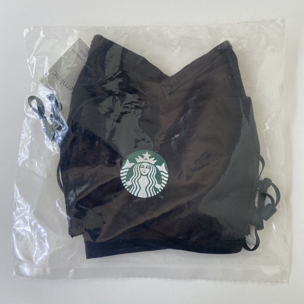 2PCS Starbucks Gemline Adjustable Black Masks w/ Starbucks Green Logo